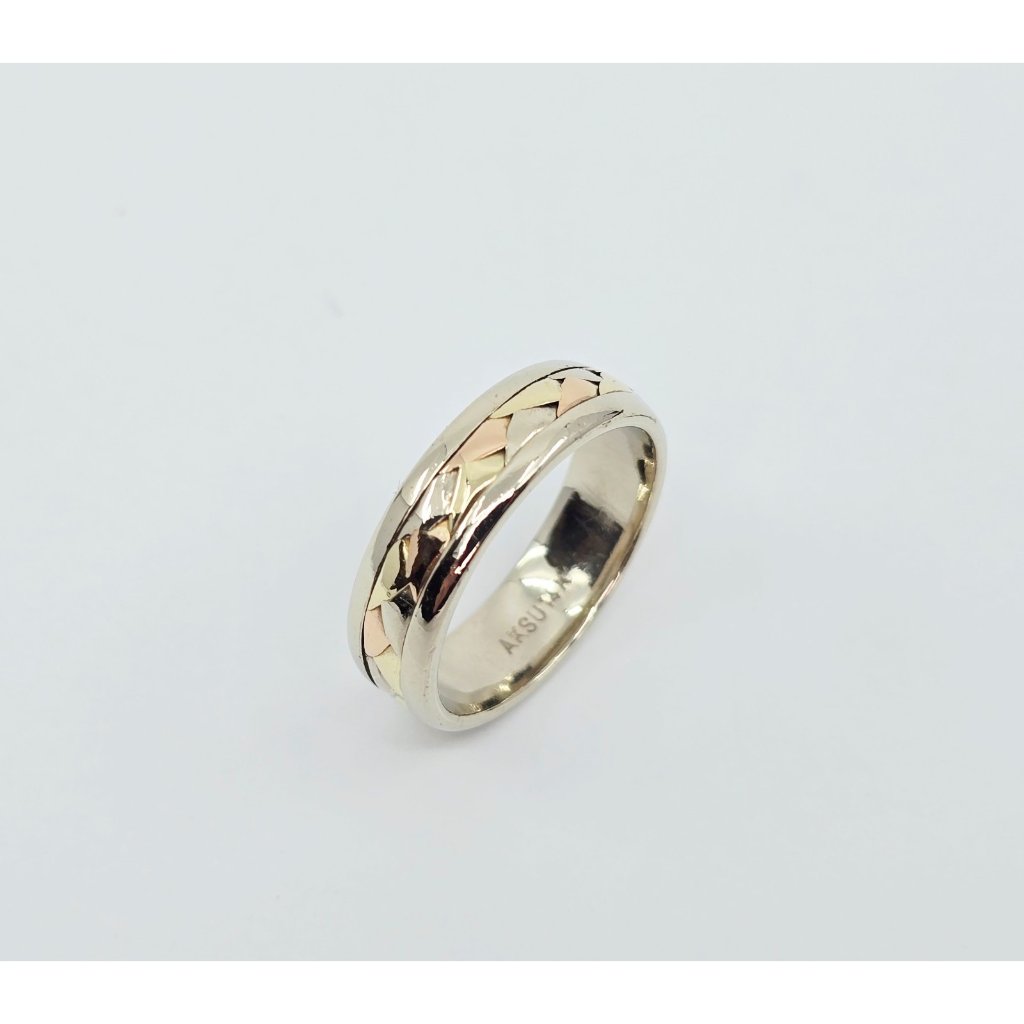 Unique 14k Solid Tri Tone Multi Color Gold Braided Wedding Band Ring  Size 850